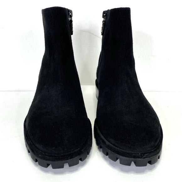 STUART WEITZMAN Maelie Black Suede Ankle Boot Timeless Classic Lug Sole Women 7B - Picture 5 of 9